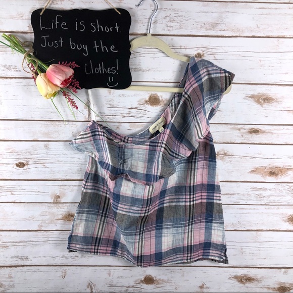 Anthropologie Tops - Anthropologie Cloth & Stone plaid one shoulder top